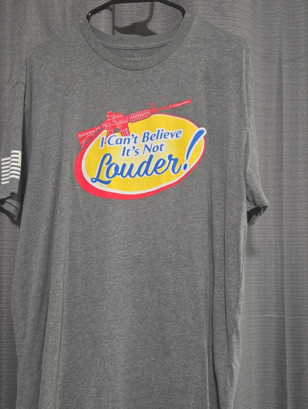 Grunt Style Gray Short Sleeve Tee with Loud Retro Graphic